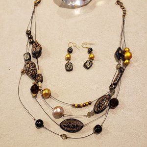 Chico's Black/Gold Necklace and Earring set